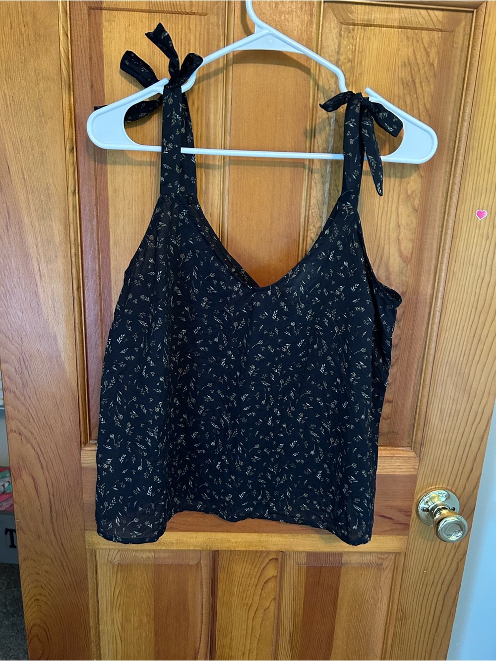 Universal Thread Black Floral Tie-Strap Camisole